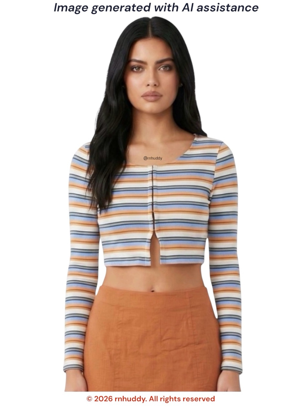 O’Neill S hook & eye striped long sleeve crop top